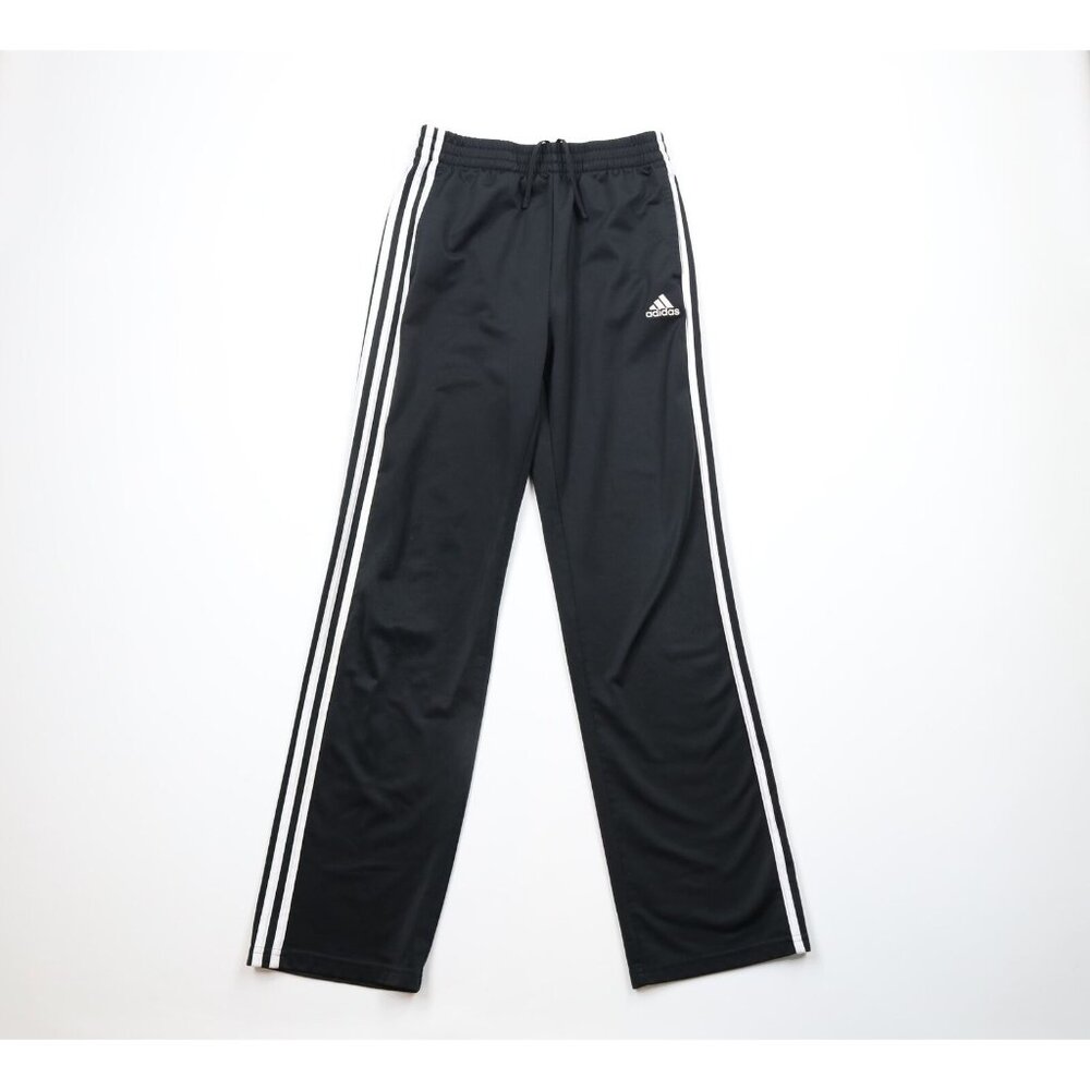 Vintage Adidas Mens Small Spell Out Striped Flared Sweatpants Black As Is